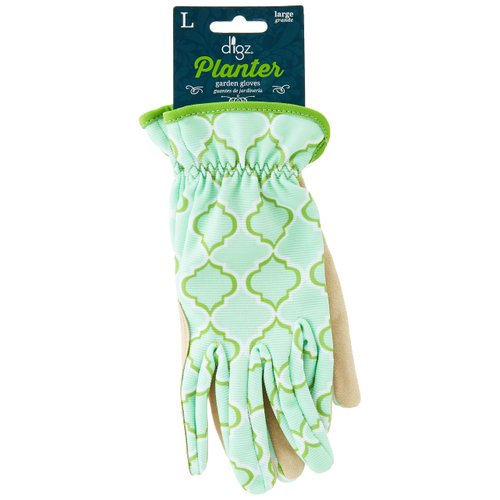 Digz Planter Pro Women's Gardening Gloves and Work Gloves with Touch Screen Compatible Fingertips, Geometric Pattern, Medium,Beige