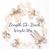 Salliy Wedding Hair Comb Gold Leaf Bridal Hair Piece Silver Rhinestone Hair Accessories for Women and Girls (F)
