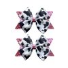 2Pcs Cow Print Hair Bow Clips for Girls,Cute Moo Cow Hair Barrettes Hand-made Grosgrain Ribbon Hair Bows Pink Cow Bow Alligator Clips Hair Accessories for Toddlers Baby Little Girls Kids Teens