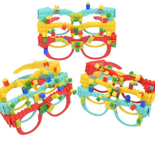 DIY Building Bricks Glasses Birthday Party Favors Gifts Children's Early Education Enlightenment Intelligence Toys Creative Party Supplies Decorations for Building Bricks Kids 9 Pcs/Set