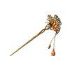 Vintage Chinese Women's Crystal Flower and Butterfly Brown and Gold Hair Stick, Bridal Hair, Wedding Hair, Bride Hair Jewelry