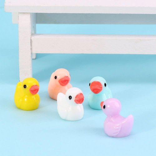 5pcs Mini Resin Ducks Miniature Ducks,Duckling Miniature Ornament Tiny Ducks Figures for Slime Charms DIY Craft Fairy Garden Decoration Dollhouse Accessories(Yellow)