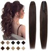 SEGO Claw Clip Ponytail Extension Human Hair Clip in Ponytail Hair Extensions Real Human Hair Pony Tails Hair Extensions Long Straight For Women 14 Inch Dark Brown 105 Gram