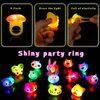 SCIONE 40 Pack Light up Rings Birthday Party Favors for Kids, Goodie Bag Stuffers Glow in the Dark Halloween Party Supplies, Classroom Prizes Cute Animal Treasure Box for Kids