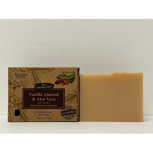 Blossom Naturals, Natural Bar Soap, Handmade Soap With Premium Essential Oils, Cold Pressed Face And Body Bar Soap For Men And Women (5.3 oz) (Vanilla Almond & Aloe Vera) 2 BARS