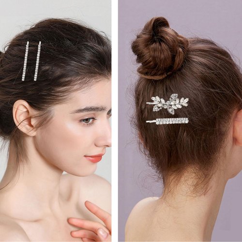 BOYIVI 6 Pieces Rhinestone Bridal Hair Clip, Leaf Wedding Hairpin Bride Crystal Hair Pins Diamond Bobby Pins Jewelry Barrette Hair Accessories for Women Girls