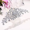 EVER FAITH Women's Wedding Hair Accessories Crystal Bridal Banquet Floral Leaf Elegant Hair Comb Clear Silver-Tone