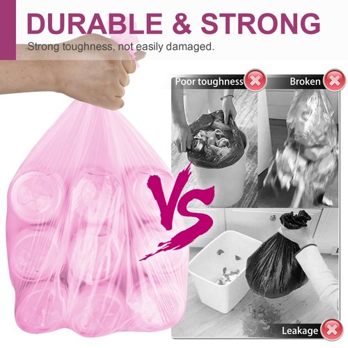 Charmount 4 Gallon Trash Bags 220 Count, Small Mini Garbage Bags for Bathroom Can Kitchen Bedroom,Unscented, Hot Pink