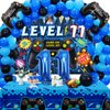 Vlipoeasn 90PCS 11th Birthday Video Game Party Decorations for Boys Set Blue 11th Birthday Supplies -11th Video Game Backdrop, Balloons, Tablecloth, Gamer and 11 Foil Balloons for 11th Birthday Party
