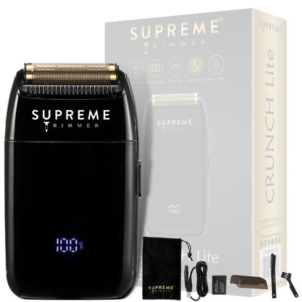 SUPREME TRIMMER Foil Shaver STF600 | Men's Electric Razor for Men (60 Min Runtime) Mens Head Shaver Barber use | Crunch Lite Black