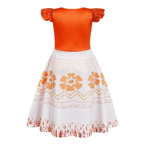 Sukyfecde Princess Dress up for Girls Cosplay Costume Dresses Toddler Kids Birthday Outfits Halloween Role Play Clothes Size 7-8 Orange