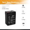 Casil 6v 5ah Battery AGM SLA Rechargeable Battery Replaces 6v 4.5 ah Rechargeable Battery, 6v Battery for Ride on Toys, Emergency Lights ELB-0604 Battery ELB0604