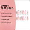 SINHOT Y2K Press on Nails Medium Almond Fake Nails with Glue Pink False Nails Stiletto Nails 3D Design Bowknot Ballerina Acrylic Nails 24pcs