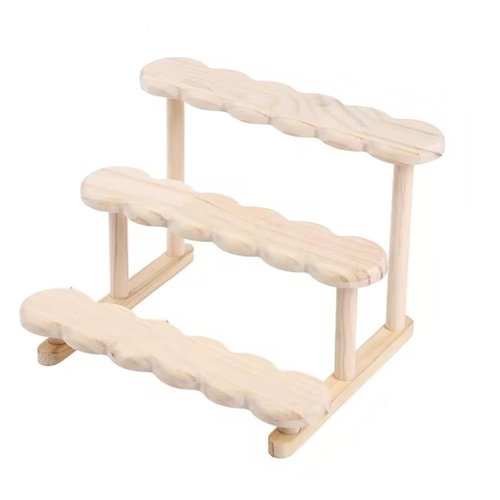 BYCY 3 Tier Wood Display Stand Minifigures Display Stand Wooden Perfume Organizer Cupcake Stand for Cosmetic Doll Model Lego Displays