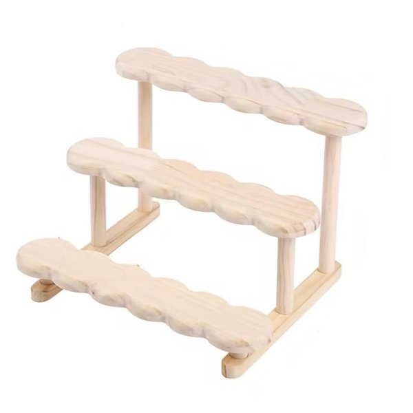 BYCY 3 Tier Wood Display Stand Minifigures Display Stand Wooden Perfume Organizer Cupcake Stand for Cosmetic Doll Model Lego Displays