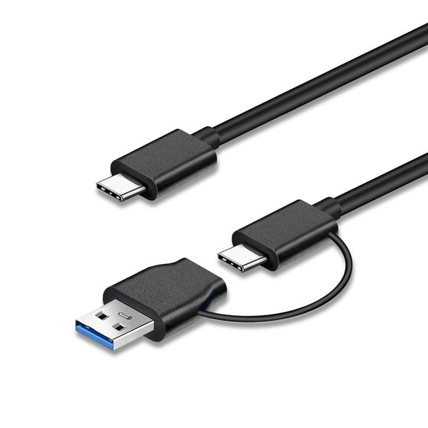 Sitechylor 40CM USB C to USB C Cable,2 in 1 Type A/C toType C Fast Charging USB C 3.0 Cable 10Gbps Data Transfer External Hard Drive for iPhone 15 Seagate WD Toshiba Westgate (Black)