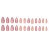 Hkanlre Pink Press on Nails Medium Bow Fake Nails Tips Full Cover Almond False Cute Nails for Women and Girls 24PCS