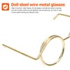 NUOBESTY 10pcs Mini Doll Glasses Metal Wire Rim Frameless Lens Doll Dress up Eyeglasses for Dolls Costume Accessories(Golden)