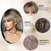 XIXISNOW Brown Blonde Wigs for Women Short Wavy Bob Wig with Bangs Hair Replacement Wigs Synthetic Short Curly Wave Wigs Womens Wigs Realistic Heat Resistant Natural Hair Wig for Daily Party Use