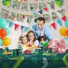 Cecnamt Dinosaur Birthday Decorations, 170 Pcs Dinosaur Party Supplies, Dinosaur Party Decorations Including Banner, Plates, Cups, Napkins, Cutlery and Tablecloths, Serves 24