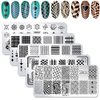WOKOTO 5Pcs Nail Plates Stamping Set With Classic Geometric Stars Nail Image Plate Stamping Nail Art Kit For Women Girls