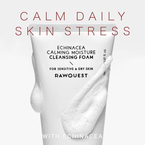RAWQUEST- Echinacea Calming Daily Face Wash Deep Cleansing Gel, Makeup Removal, Hydration, Soothing & Skin Barrier Care | Hypoallergenic Korean Skin Care for Dry & Sensitive Skin 5.07 fl oz / 150ml