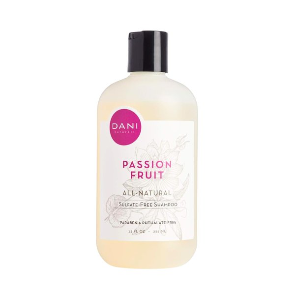 DANI Natural Moisturizing Shampoo Naturals - Juicy Passion Fruit Scent - Organic Aloe Vera & Coconut Cleansers - Sulfate, Phthalate & Paraben Free - Vegan & Cruelty Free - 12 Ounces