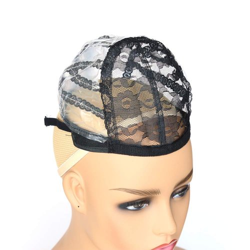 BTWTRY Wig Caps for Children Wig Making with Adjustable Strap Small Size Lace Cap Black Weaving M...