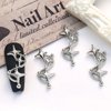 12pcs Triple Star Nail Charms Alloy Star Nail Gems 3D Metallic Starlight Nail Rhinestones Y2K Gold Silver Star Nail Diamond Gun-Black Triple Star Nail Jewels for Women Girls Manicure Nail Art Supplies