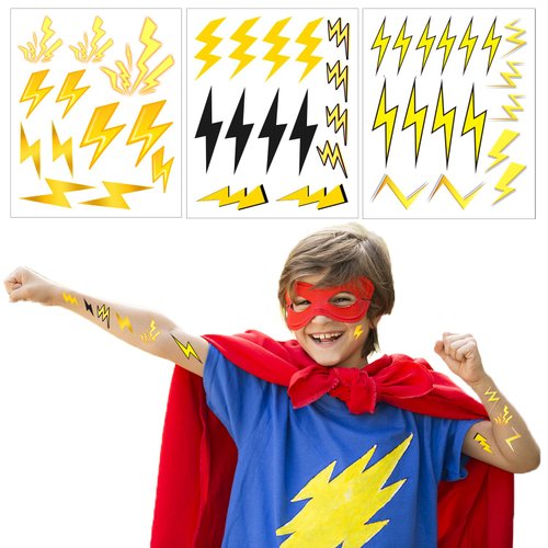 PIBIPAID 430 Lightning Bolt Tattoos Temporary Stickers,for Flash Weather Birthday Gender reveal Baby shower Party Favors Supplies Decorations Favors Goodie Bag Stuffers Prize