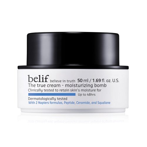 belif The True Cream Moisturizing Bomb 50ml, 48hrs of Moisture & Hydration, Peptide, Ceramide, Squalane, Restores Skin Barrier, Daily Face Cream, For All Skin Types, Korean Skin Care Moisturizer