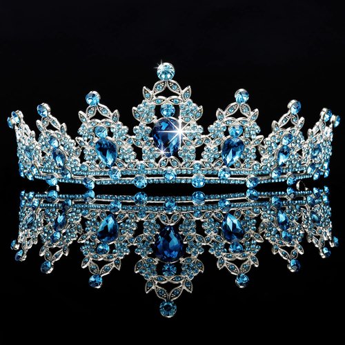 Tiaras for Women, Didder Blue Crystal Tiara Crowns for Women, Silver Crown Tiaras for Girls Princess Crown Wedding Tiaras and Crowns for Women Brides Birthday Party Christmas Prom