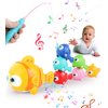 Baby Music Crawling Walking Toys for 0-6 6-12 Months Infants Tummy Time Toys, Magnetic Train Fishes Set, Light Up Fishing Game, Sorting and Stacking Toy for Toddler 1-3, Birthday Gifts for Boys Girls