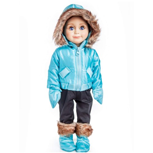The Queen's Treasures 18 Inch Doll Clothes, Complete Ski Wear Outfit, 6 Piece Zippered Blue Jacket, Pants, Gloves, and Boots Too, Compatible for Use with American Girl Dolls. Doll NOT Included
