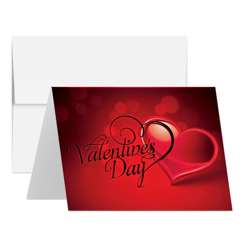 Happy Valentine’s Day Greeting Cards, Beautiful and Romantic Valentines Script Love Hearts Greetings for Husband, Wife, Boyfriend, Girlfriend | 4.25 x 5.5" | 25 Valentine Cards & 25 Envelopes per Pack