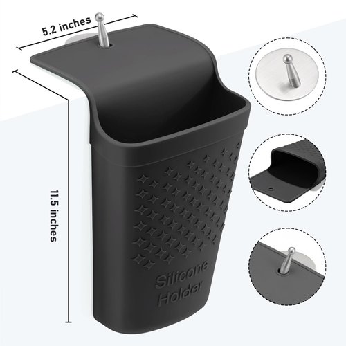 CROWATTS Heat Resistant Silicone Hair Iron Mat and Pouch,Portable Travel Hair Straightener Mat and Holder for Hair Styling Tools.1 Pack.(Black)