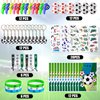 Soccer Party Favors Supplies Set With 80PCS Soccer Theme Birthday Party Decorations Gift Toy Stickers Eraser Silicone Wristbands Soccer Ball Keychains Whistle Prefect for Football Party Gifts Bags
