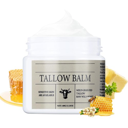BYOTOUTY Beef Tallow for Skin, Beef Tallow and Honey Blam, Hydrating Tallow Cream with Raw Honey, Natural Grass-Fed Beef Tallow for Deeping Moisturizing Face & Body