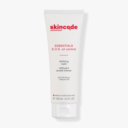 Skincode S.O.S Oil Control Clarifying Wash - Pore-Refining, Breakout-Reducing Cleanser | Advanced Pore-Cleansing Formula | Dermatologist Tested, Paraben Free | Made in Switzerland - (4.20 fl. Oz.)