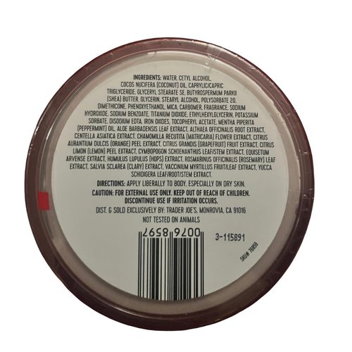 Shimmering Candy Cane Body Butter. NET WT. 8oz (227g) by Trader Js