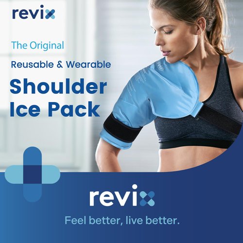 REVIX Shoulder Ice Pack Rotator Cuff Cold Therapy Wraps for Pain Relief & Tendonitis, Reusable Compression Brace for Injuries, Recovery After Shoulders Surgery