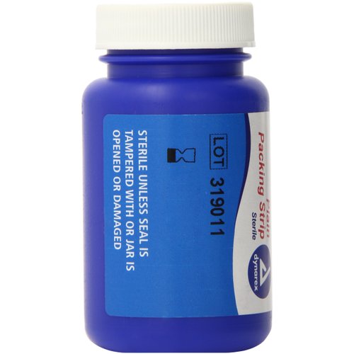 Dynarex 3402 Plain Packing Strip, Sterile Wound Care, 100% Cotton Woven Medical Packing Strip, Soft & Absorbent, 1/2" x 5 yard.