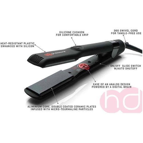 HD Professional 1.25" Advanced Ionic Tourmaline Hybrid Portable Hair Straightener, Gloss White (White)