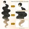 HANNE Synthetic Hair Bundles with Closure Body Wave Hair Extensions 18 20 22 Inch with Lace Closure Heat Resistant Colorful Mixed Blonde Synthetic Bundles