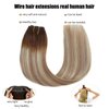 Ugrace Hair Wire Hair Extensions Real Human Hair 14 inch 70g Transparent Invisible Fish Line Straight Clip in Human Hair Extensions for Women