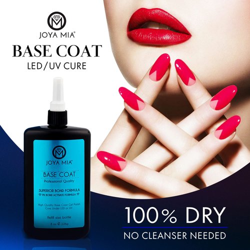 JOYA MIA - Base Coat Gel Polish, Gel Base Coat for Acrylic & Gel Nails, Super Adhesive Base Coat Gel Nail Polish, Soak Off Gel Polish for Professional & DIY Manicure, 8 oz Refill