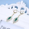 Allereyae Vintage Crystal Emerald Leaf Dangle Earrings Green Rhinestone Leaf Drop Earrings Green Cz Leaf Earrings Crystal Leaf Hoop Earrings Jewelry for Women