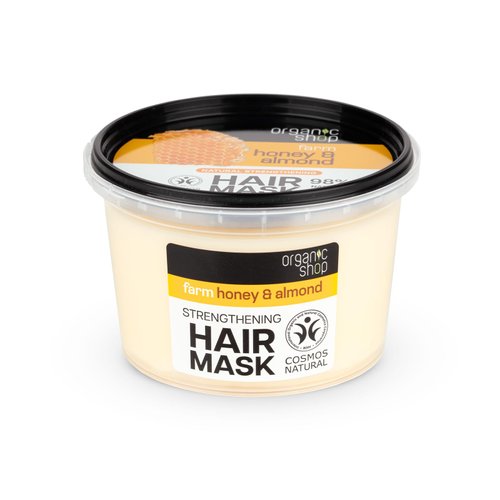 Organic Shop Hair Mask – Honey & Almond Strengthening Deep Conditioner, Hydrates, Nourishes & Repairs Dry, Damaged Hair, Intensive Hydration All Hair Types. 250 ml