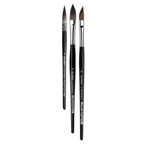 da Vinci Brushes 4250DV Watercolor Brush Set, Quill Size 2, Slant Size 10, Oval Size 12, Black, 3 Each