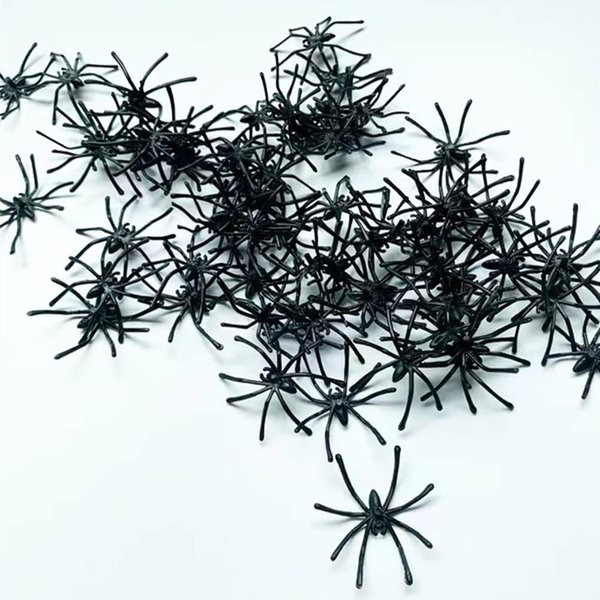 Brvnpily Plastic Spider Halloween Party Decorations, Pack of 100 Black Plastic Spider Prank Realistic Toys, Perfect for Parties